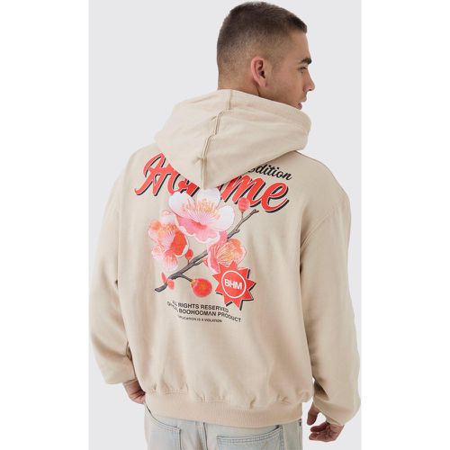 Sudadera Oversize Recta Con Capucha Y Estampado De Flores En La Espalda - boohoo - Modalova