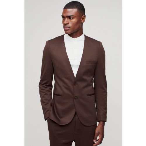 Blazer Slim Fit in jersey senza colletto - boohoo - Modalova