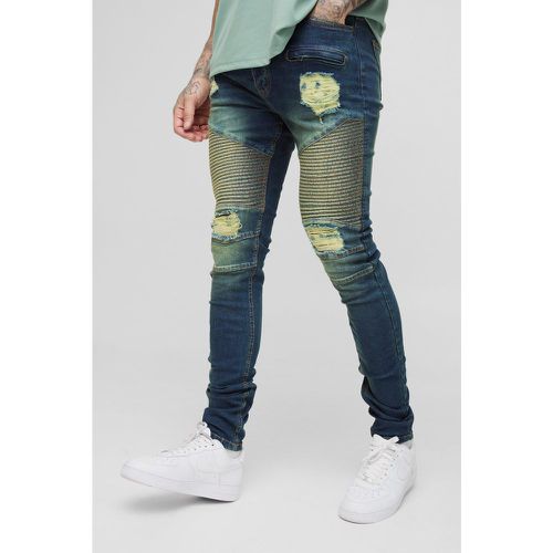 Jeans da Biker Tall Skinny Fit Stretch con strappi e smagliature - boohoo - Modalova