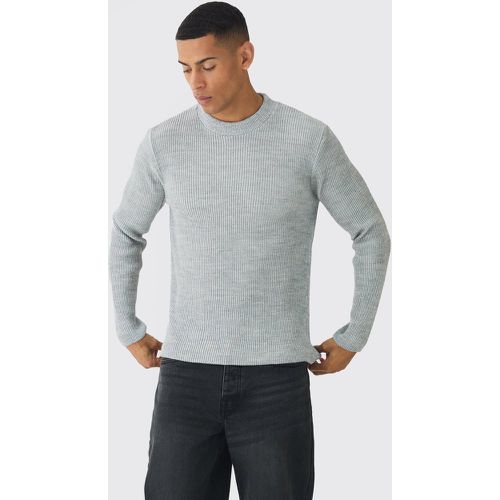 Regular Crew Neck Plated Ribbed Knit Jumper - boohoo - Modalova