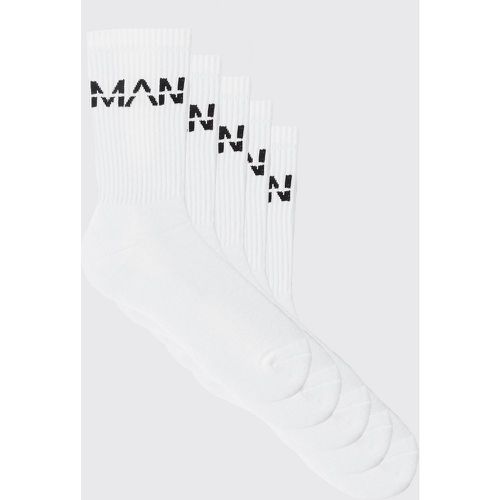 Calzini sportivi in tinta unita con logo Man Dash - set di 5 paia - boohoo - Modalova