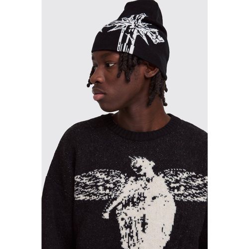 Berretto Beanie con grafica incrociata - boohoo - Modalova