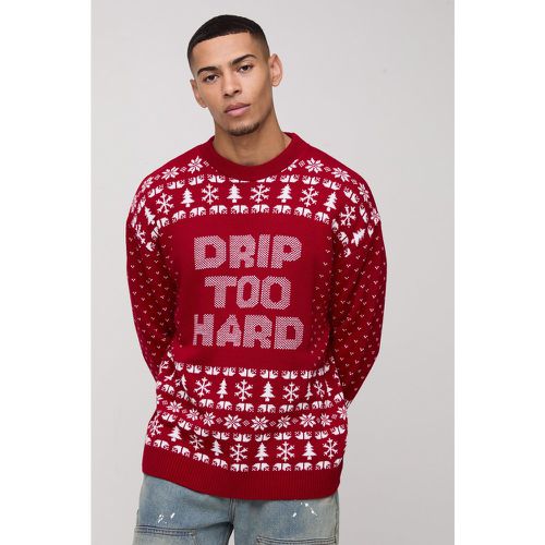 Jersey Oversize Navideño Con Estampado Drip Too Hard - boohoo - Modalova