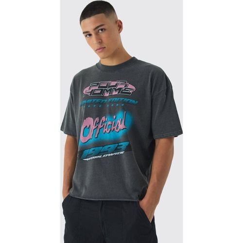 T-shirt oversize con stampa Homme sul retro e girocollo esteso - boohoo - Modalova