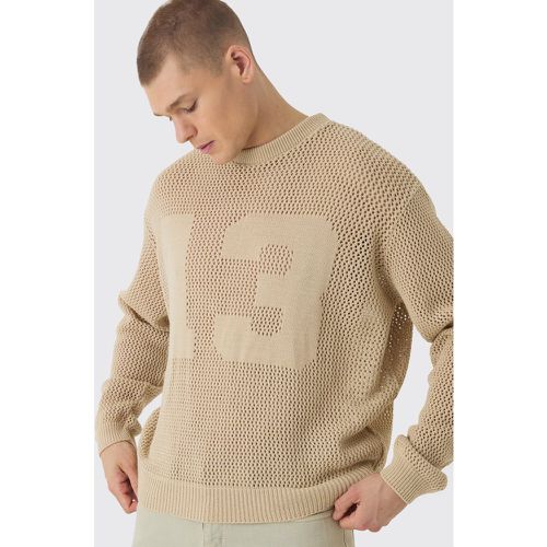 Jersey Oversize De Punto Calado Con Estampado Homme 13 - boohoo - Modalova