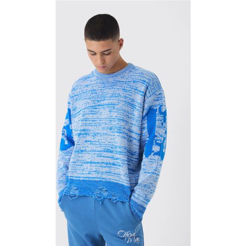 Maglione squadrato in maglia con grafica a croce e fondo smagliato - boohoo - Modalova