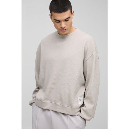 Sudadera Recta Man De Tela Gofre Con Etiqueta Y Cuello Extendido - boohoo - Modalova