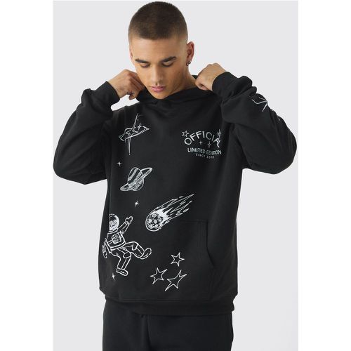 Sudadera Oversize Con Capucha Y Estampado De Garabato Espacial - boohoo - Modalova