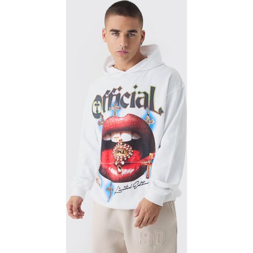 Oversized Official Lip Print Hoodie - boohoo - Modalova