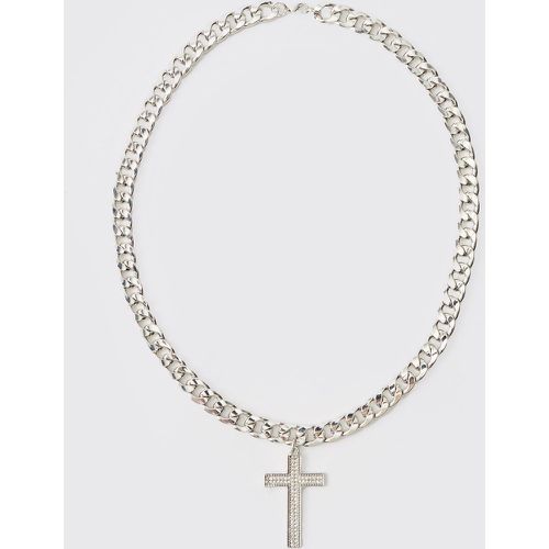 Collar De Cadena De Plata Negra - boohoo - Modalova