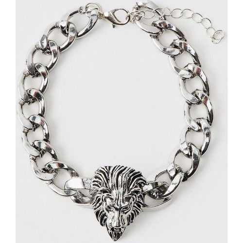 Pulsera De Plata Con León, Gris - boohoo - Modalova