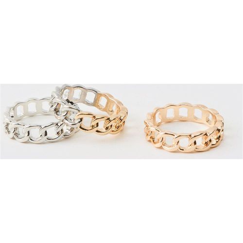 Pack De 3 Anillos Mixtos, Gris - boohoo - Modalova