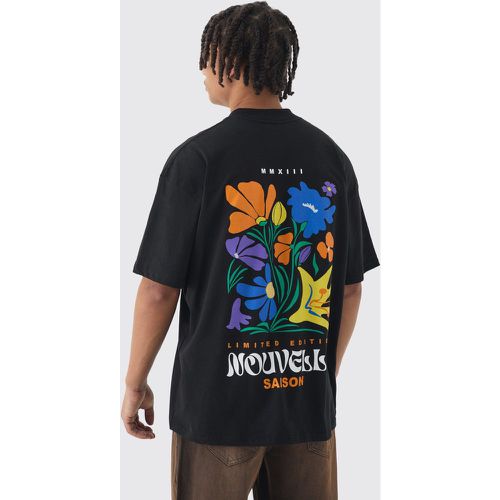 T-shirt squadrata oversize con stampa Nouvelle e girocollo esteso - boohoo - Modalova