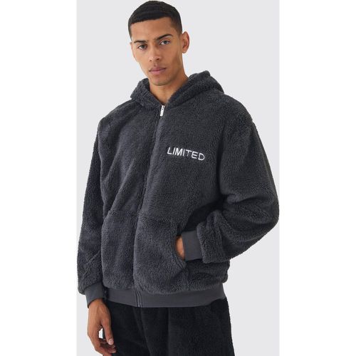 Oversized Zip Through Limited Edition Teddy Borg Hoodie - boohoo - Modalova