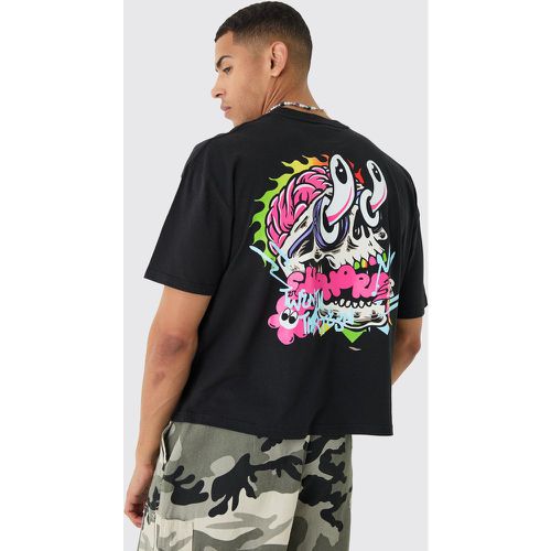 Camiseta Oversize Recta Con Estampado Gráfico De Calavera Psicodélica - boohoo - Modalova