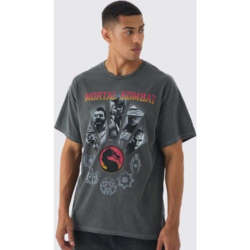 Camiseta Oversize Con Lavado A La Piedra Y Estampado De Mortal Kombat - boohoo - Modalova