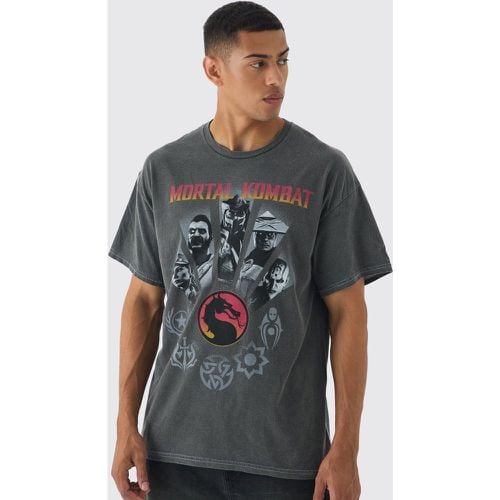 T-shirt oversize ufficiale con stampa di Mortal Kombat in lavaggio - boohoo - Modalova