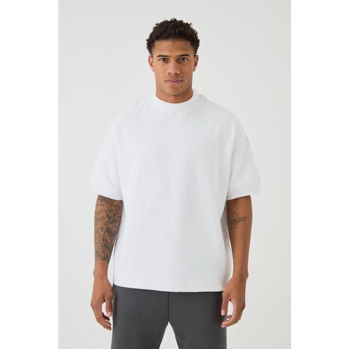 T-shirt Man oversize a coste pesanti con girocollo esteso e polsini a coste - boohoo - Modalova