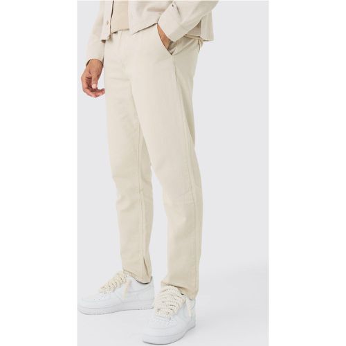 Pantaloni Chino affusolati color pietra con laccetti - boohoo - Modalova