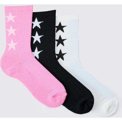 Pack De 3 Pares De Calcetines De Canalé Con Estampado Gráfico De Estrella - boohoo - Modalova