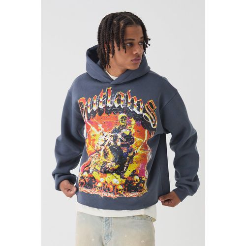 Oversized Boxy Outlaws Large Scale Graphic Hoodie - boohoo - Modalova