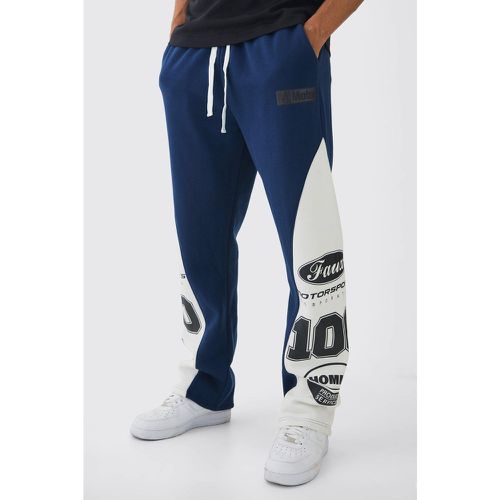 Pantalón Deportivo Holgado Con Refuerzo Y Estampado De Motociclismo - boohoo - Modalova