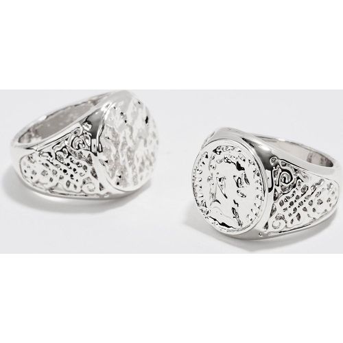 Pack De 2 Anillos De Sello En Plata - boohoo - Modalova