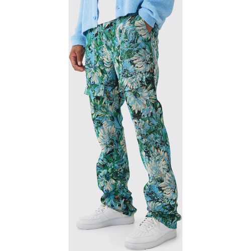 Pantalón Cargo Ajustado De Campana Con Estampado De Tapiz Y Flores - boohoo - Modalova