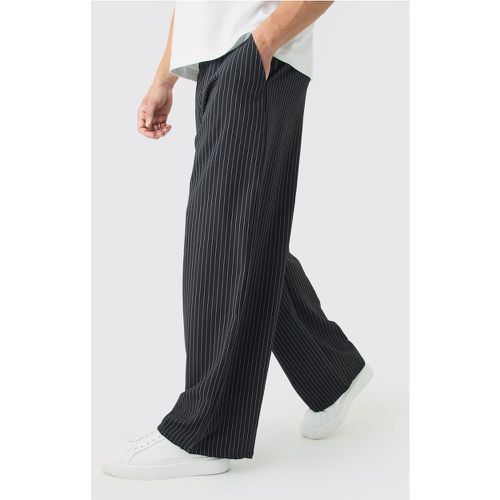 Pantalón Ancho Con Cintura Elástica Y Raya Diplomática - boohoo - Modalova