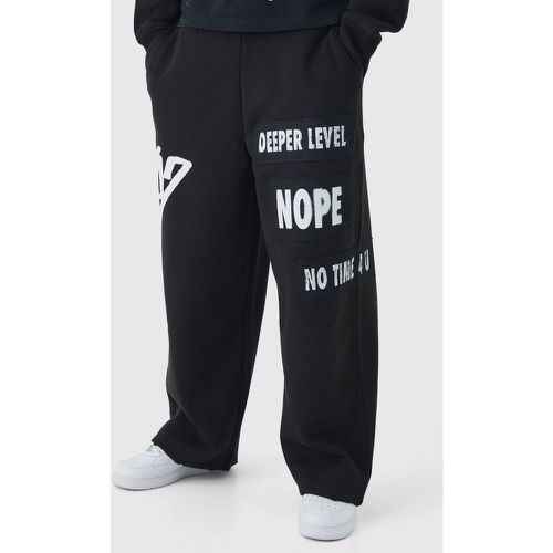 Pantalón Deportivo Holgado De Pernera Ancha Desgastado Con Aplique De Grafiti - boohoo - Modalova