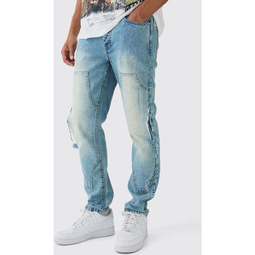 Jeans Slim Fit in denim rigido stile Carpenter effetto smagliato - boohoo - Modalova