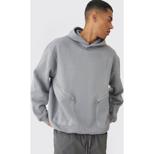 Sudadera Oversize Con Bolsillos, Capucha Y Lavado De Ácido - boohoo - Modalova