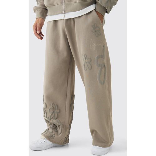 Pantalón Deportivo De Holgura Ancha Con Estampado De Flores En Relieve - boohoo - Modalova