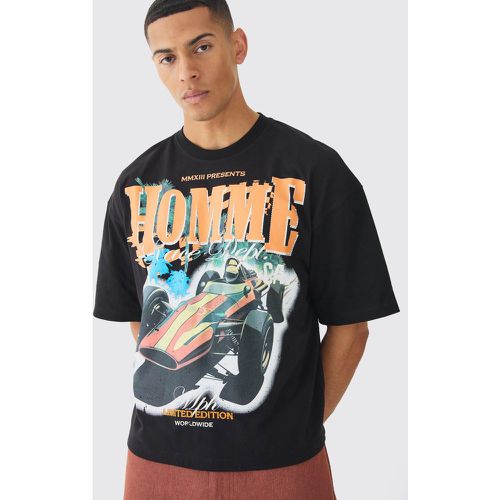 Camiseta Oversize Recta Con Estampado Homme De Estrellas E Incrustaciones - boohoo - Modalova