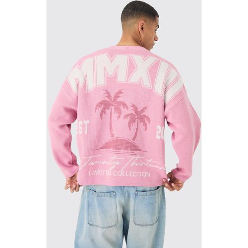 Cárdigan Oversize Recto Con Estampado Gráfico De Palmeras En Rosa - boohoo - Modalova