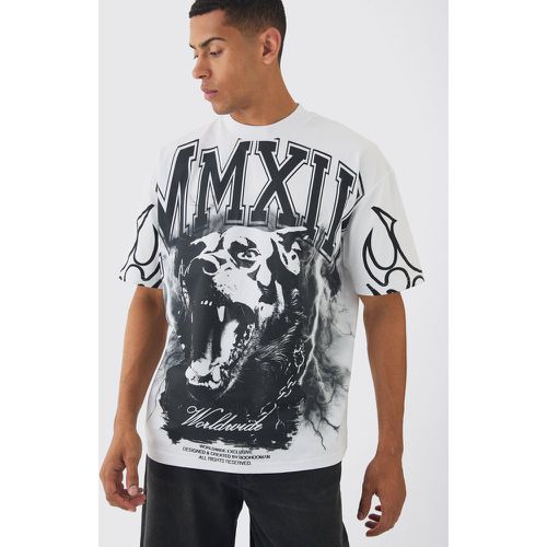 T-shirt oversize con grafica di fulmini di Rotweiler e cuciture - boohoo - Modalova