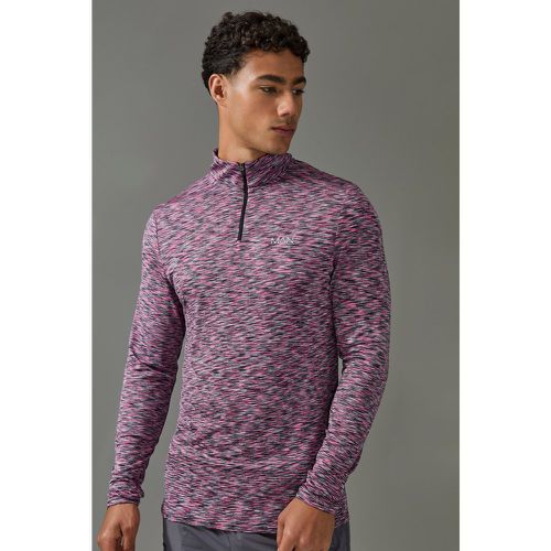 Man Active Lightweight Space Dye Marl 1/4 Zip Top - boohoo - Modalova