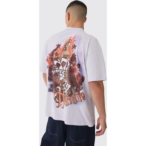 Camiseta Oversize Con Estampado Gráfico Homme De Tatuaje En La Espalda - boohoo - Modalova