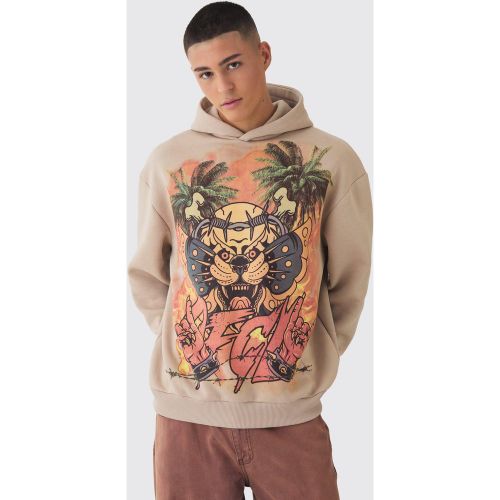 Sudadera Oversize Con Capucha Y Estampado Gráfico Ofcl De Tatuaje - boohoo - Modalova