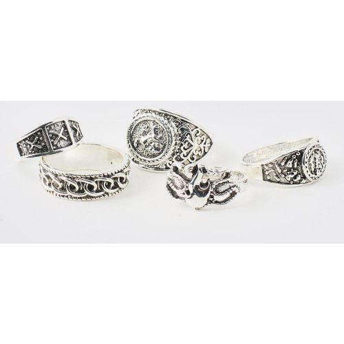 Pack De 5 Anillos Metálicos, Gris - boohoo - Modalova