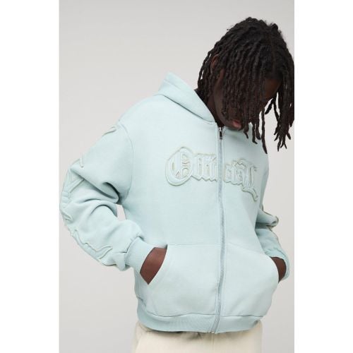 Sudadera Oversize Recta Official Con Capucha, Cremallera, Aplique Y Filo Sin Acabar - boohoo - Modalova