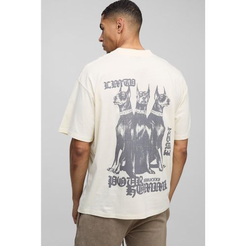 Camiseta Oversize Con Cuello Extendido Y Estampado Gráfico Pour Homme Canine - boohoo - Modalova