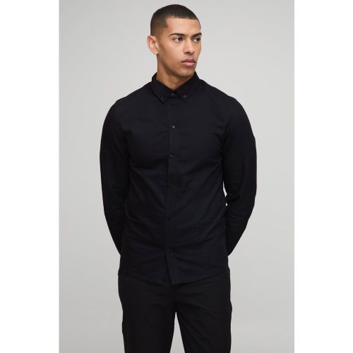 Camisa Oxford Ajustada De Manga Larga Con Botones Y Cuello - boohoo - Modalova