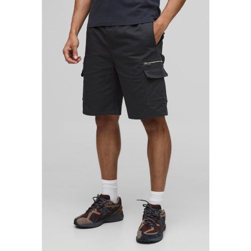Pantaloncini Cargo rilassati in twill con vita elasticizzata e fibbia - boohoo - Modalova