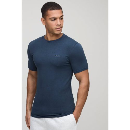 Hombre. Camiseta Básica Ajustada Al Músculo Con Cuello De Caja - boohoo - Modalova