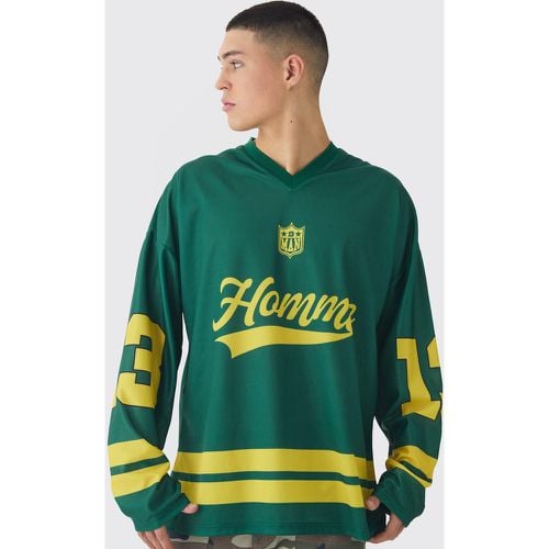 Top Oversize De Malla Estilo Hockey Con Estampado Homme - boohoo - Modalova