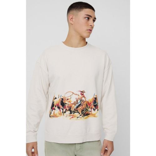 Sudadera Con Lavado A La Piedra Y Estampado Gráfico De Rodeo - boohoo - Modalova