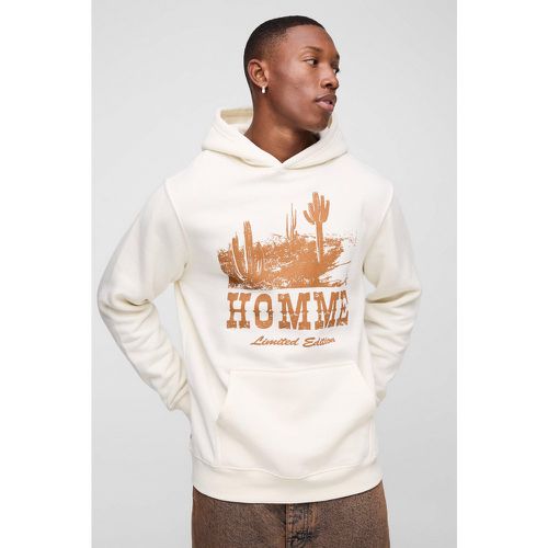 Felpa Homme stile Western con cactus e cappuccio - boohoo - Modalova