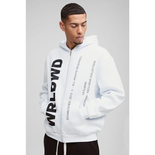 Sudadera Oversize Con Capucha, Cremallera Y Estampado Worldwide - boohoo - Modalova