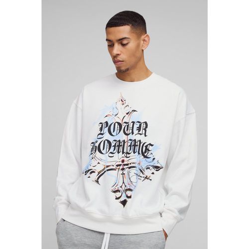 Sudadera Oversize Con Estampado Gráfico De Cruz Pour Homme - boohoo - Modalova